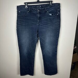 Apt. 9 Boyfriend Jeans Womens 16 Dark Blue Modern Fit Stretch Denim Cropped‎